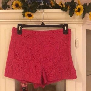Forever 21 Pink Lace High Waist Shorts